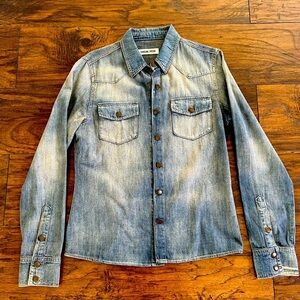 Denim Solid Color Wash - Lapel Neck